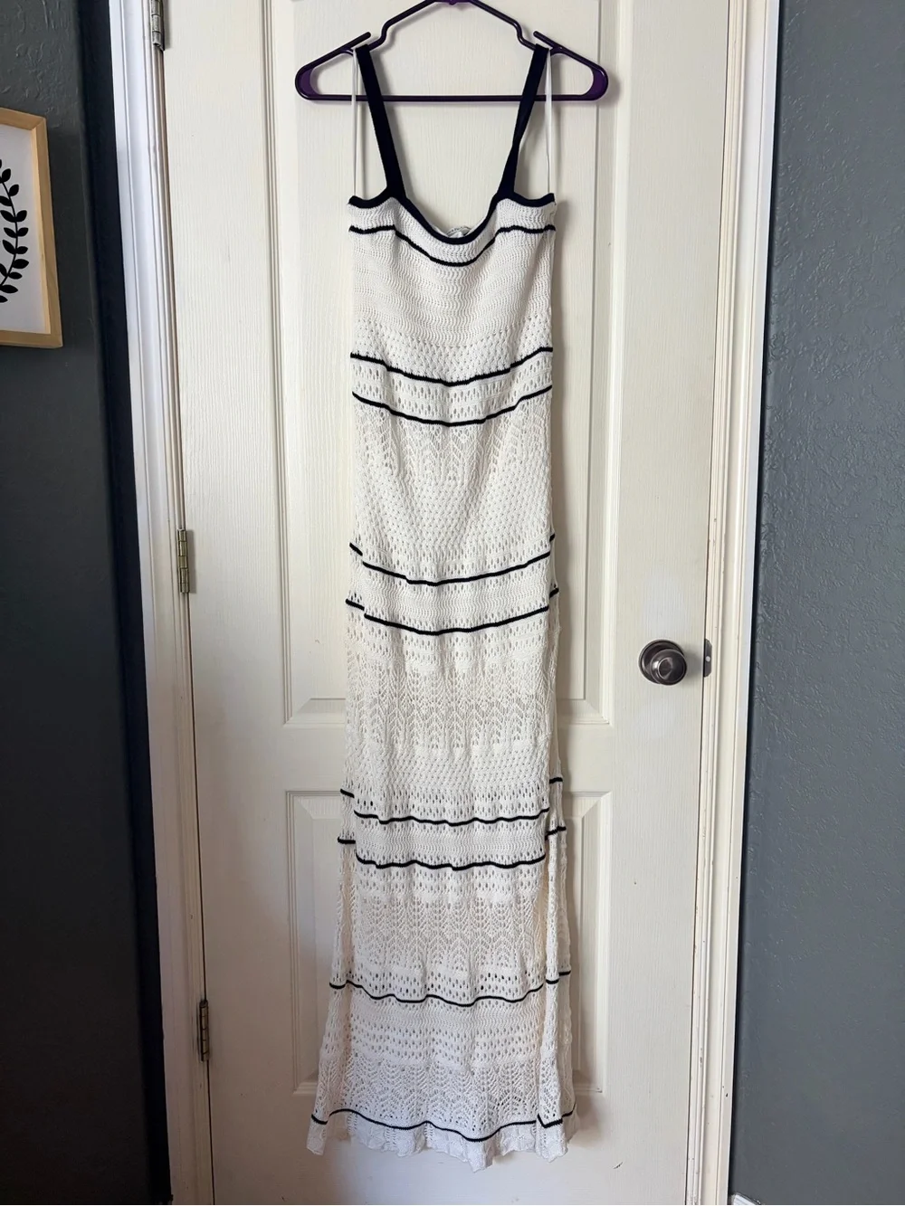 Abercrombie & Fitch Spaghetti Strap Crochet Maxi Dress, Size Medium Tall